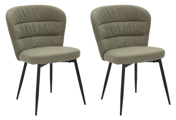 prezzo Set 2 Sedie Losanna 58x85x60,5 cm in Tessuto Verde/Nero