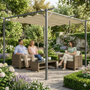 Pergola Gazebo Retrattile da Giardino 295x295x230 cm Anti UV e Impermeabile Beige      