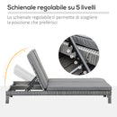 Lettino Prendisole da Giardino Matrimoniale in Rattan  Marrone e Grigio