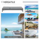 Lettino Prendisole da Giardino Matrimoniale in Rattan  Marrone e Grigio