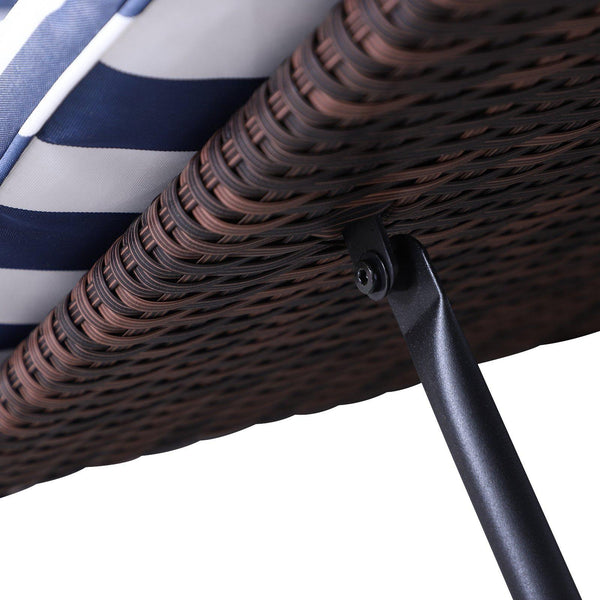 Lettino Prendisole da Giardino Matrimoniale in Rattan  Marrone e Righe Bianco/Blu prezzo