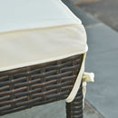 Set 2 Lettini Prendisole con Tavolino in Rattan  Marrone e Bianco