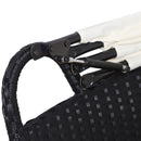 Set Salotto da Giardino in Rattan Divano Circolare con Tettuccio  Nero e Beige