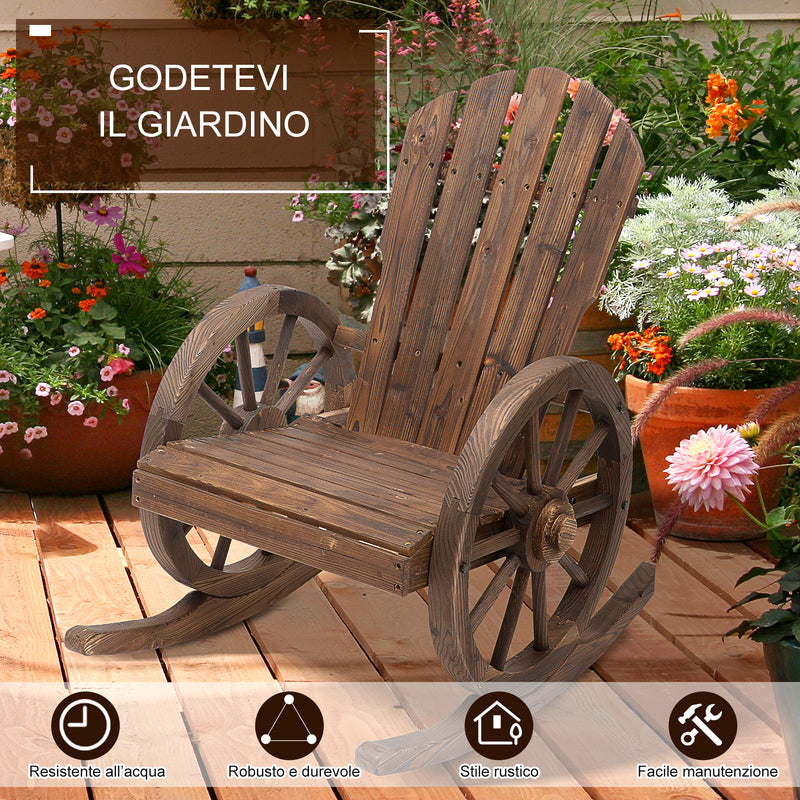 Sedia a Dondolo in Legno di Abete con 2 Ruote 