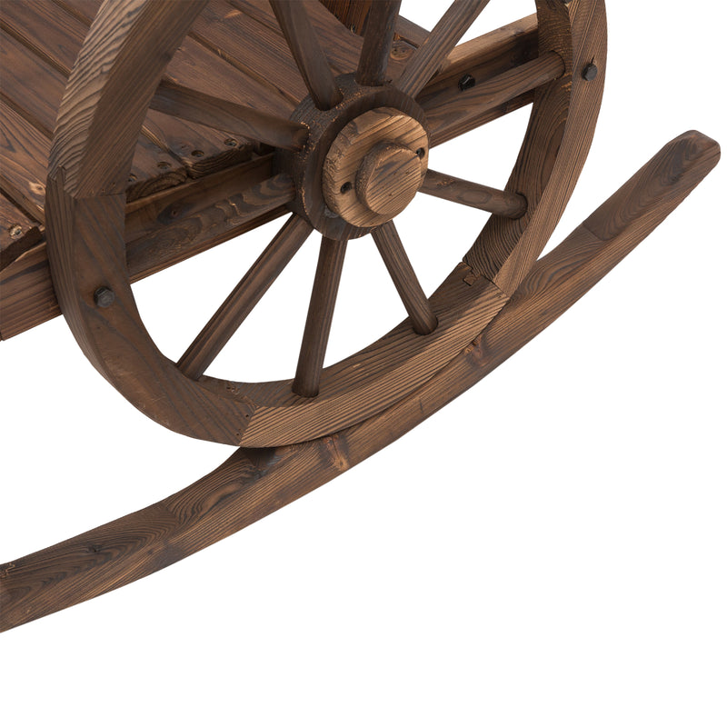 Sedia a Dondolo in Legno di Abete con 2 Ruote 