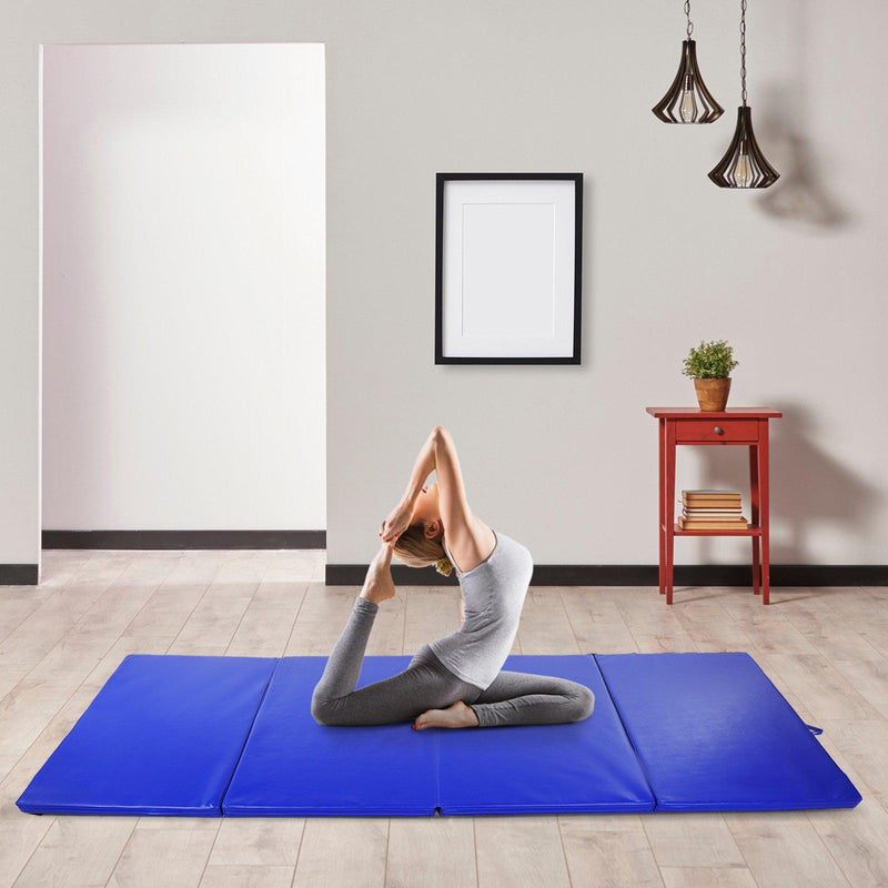 Tappetino Fitness Pieghevole 245x115x5 cm in EPE e Similpelle  Blu