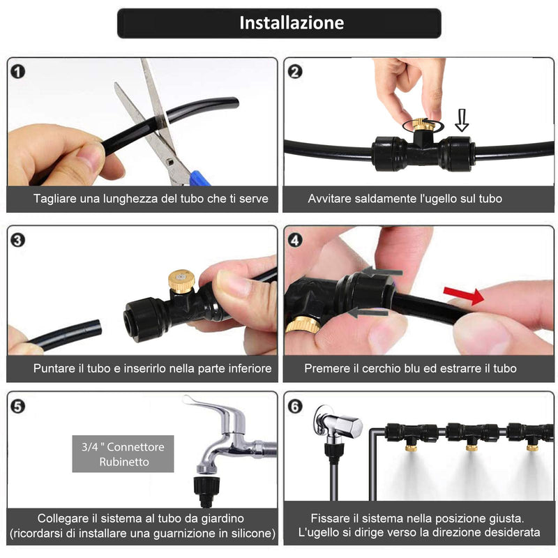 Kit Nebulizzazione Acqua da Esterno 9m 11 Ugelli in Ottone 