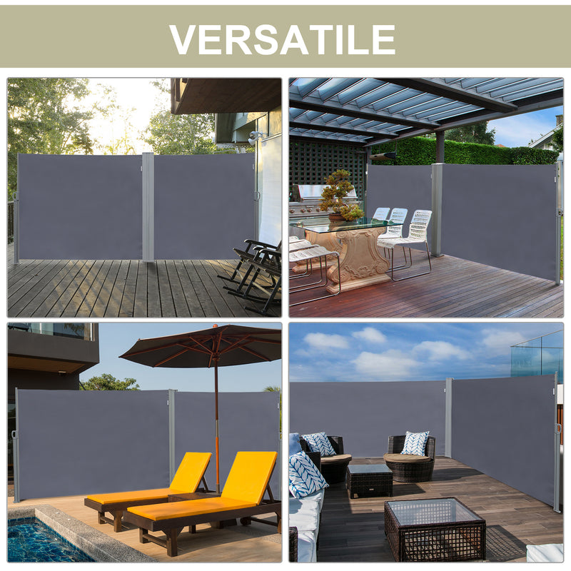 Tenda Laterale Frangivista da Giardino 3x1,60m in Alluminio e Tessuto  Grigio