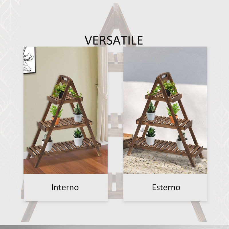 Portapiante Fioriera 3 Livelli 86x28x100 cm Piramide in Legno di Abete Rosso 