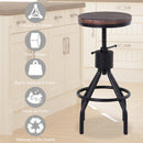 Sgabello Girevole Regolabile in Metallo e Legno di Pino  Nero e Marrone