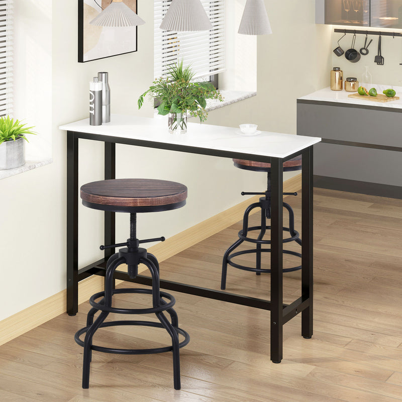 Sgabello Girevole Regolabile in Metallo e Legno di Pino  Nero e Marrone