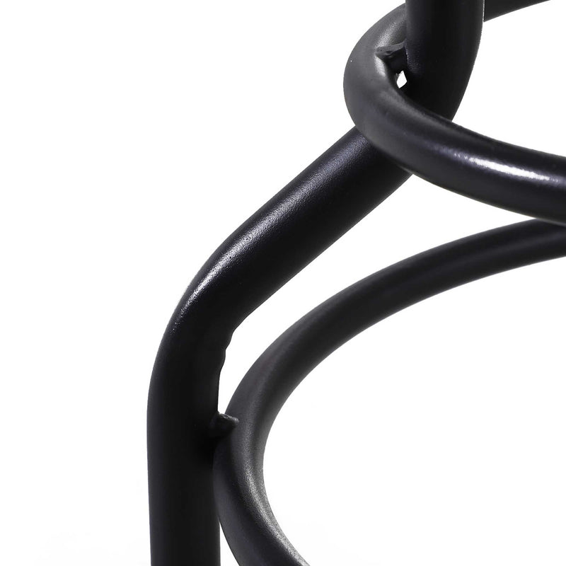 Sgabello Girevole Regolabile in Metallo e Legno di Pino  Nero e Marrone