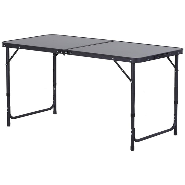 sconto Tavolo da Campeggio Picnic Pieghevole Regolabile in Alluminio 120x60x68 cm  Grigio e Nero