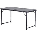 Tavolo da Campeggio Picnic Pieghevole Regolabile in Alluminio 120x60x68 cm  Grigio e Nero
