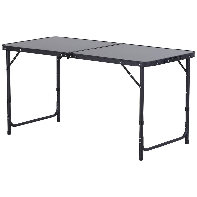 Tavolo da Campeggio Picnic Pieghevole Regolabile in Alluminio 120x60x68 cm  Grigio e Nero