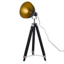 Lampada da Terra Tripode in Legno e Paralume in Metallo Altezza 102/152cm  Nero