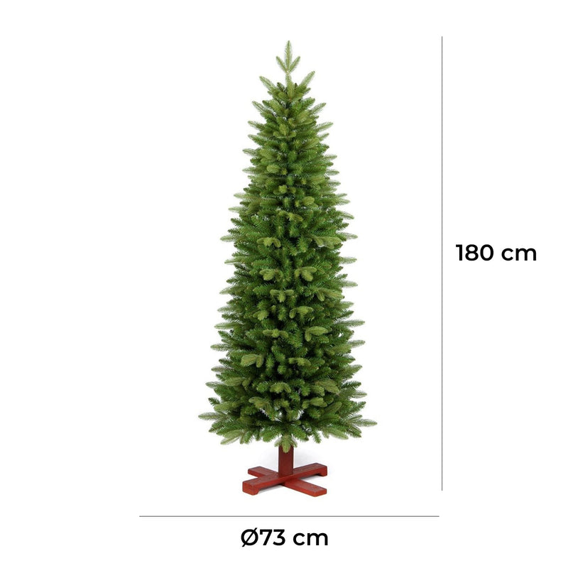 Albero di Natale Artificiale Realistico 180 cm 660 Rami Base in Legno Verde