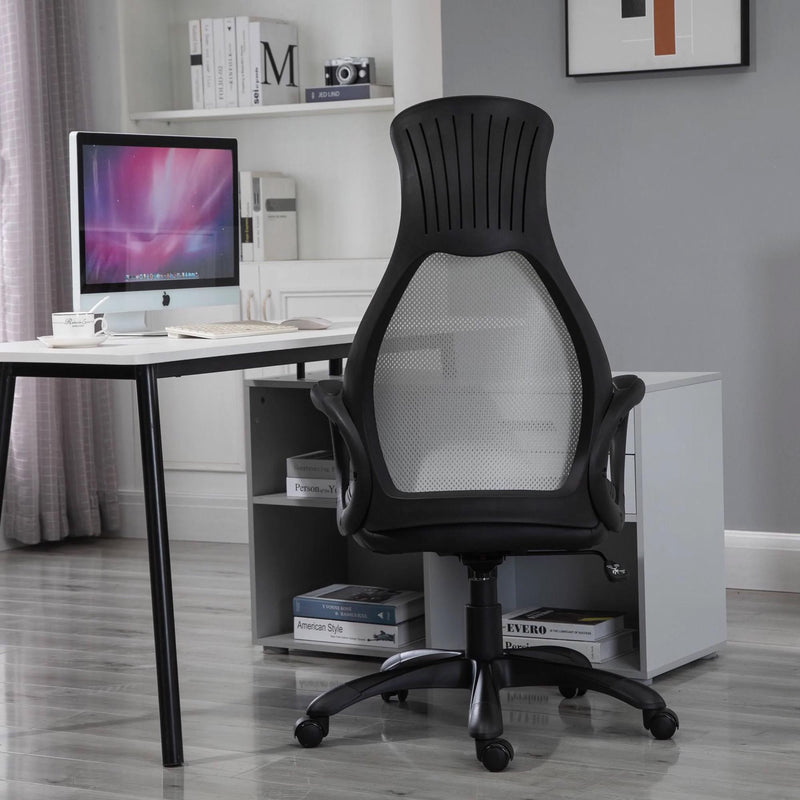 Sedia da Ufficio Operativa Ergonomica in Tessuto  Nero e Bianco