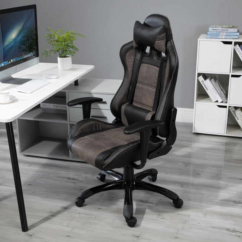 Sedia da Gaming Ergonomica in Similpelle  Marrone e Nero