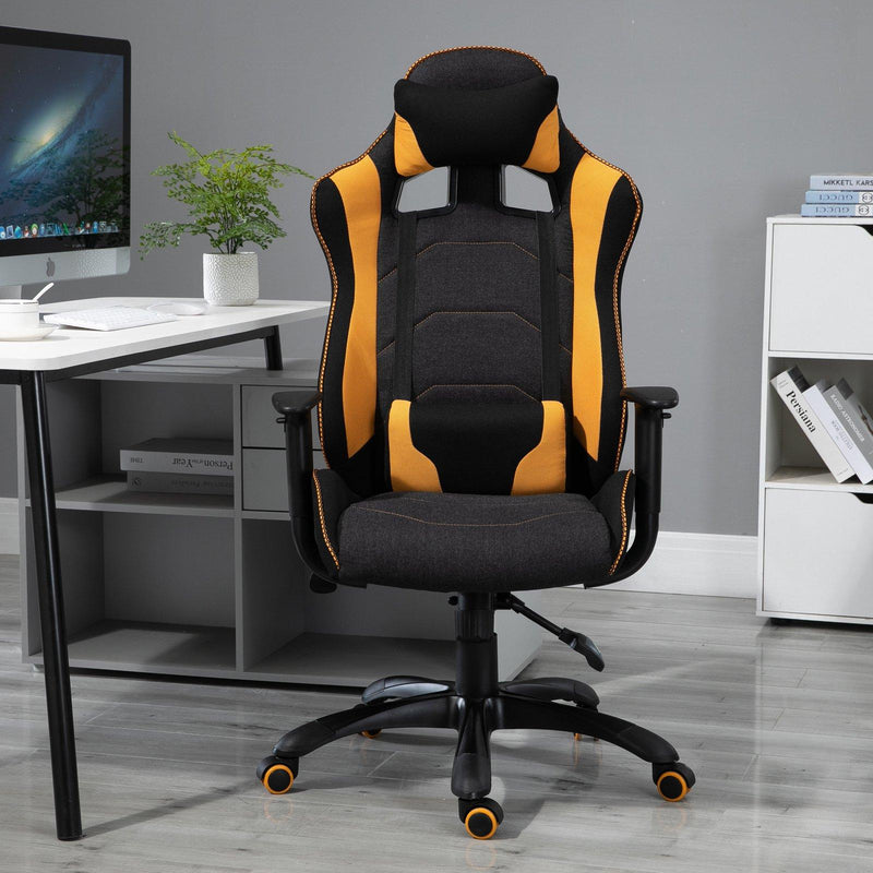 Sedia da Gaming Ergonomica in Poliestere  Giallo e Nero