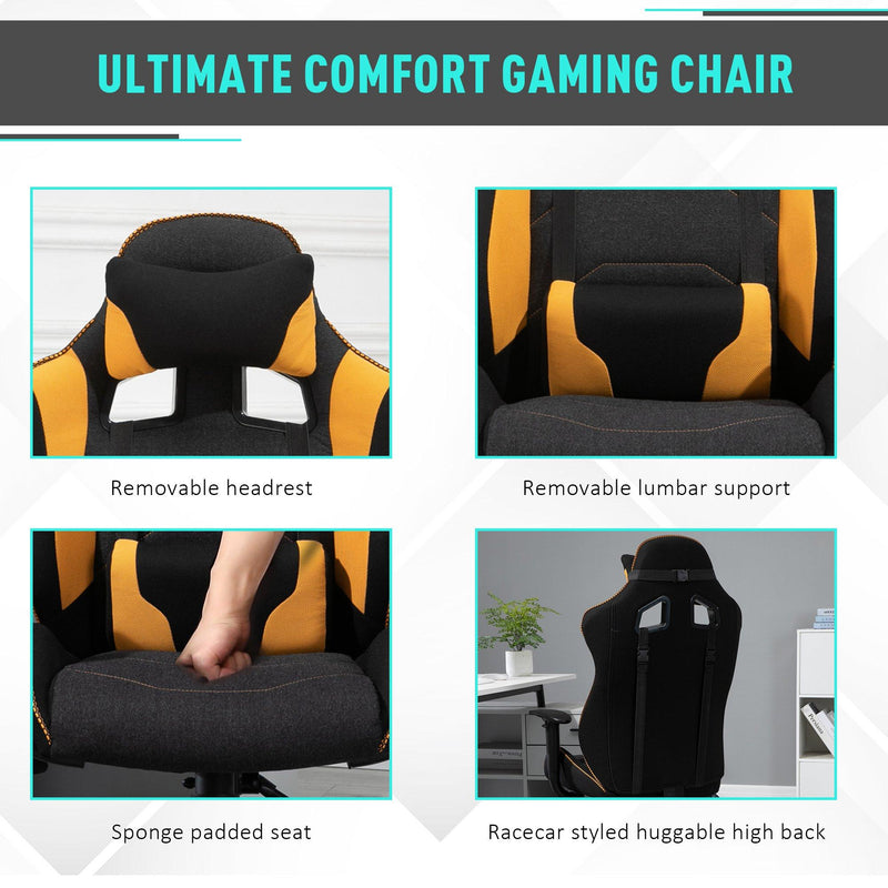 Sedia da Gaming Ergonomica in Poliestere  Giallo e Nero