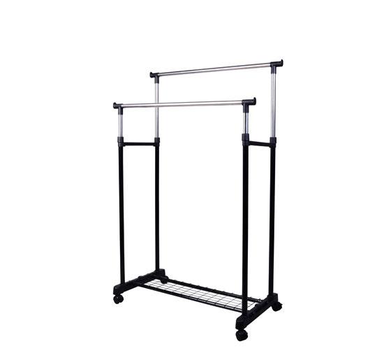 sconto Stender Doppio Porta Abiti in Acciaio con Ruote 80x43x155 cm  Nero