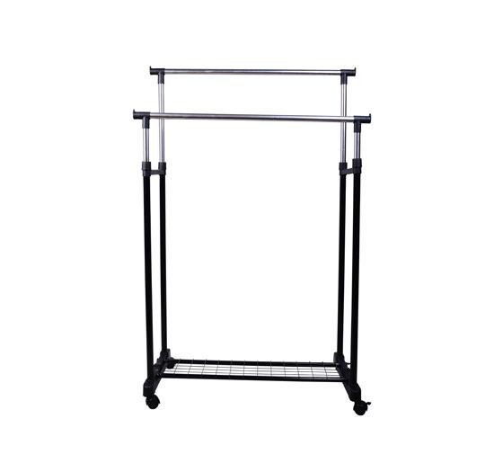 Stender Doppio Porta Abiti in Acciaio con Ruote 80x43x155 cm  Nero