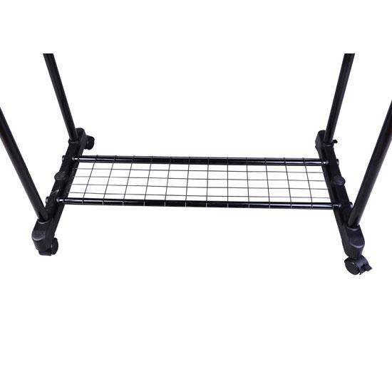 Stender Doppio Porta Abiti in Acciaio con Ruote 80x43x155 cm  Nero