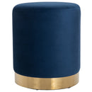 Pouf Poggiapiedi Ø36x42 cm in Velluto  Blu e Oro
