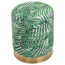 Pouf Poggiapiedi Ø36x42 cm in Velluto  Fantasia Jungle e Oro