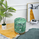 Pouf Poggiapiedi Ø36x42 cm in Velluto  Fantasia Jungle e Oro