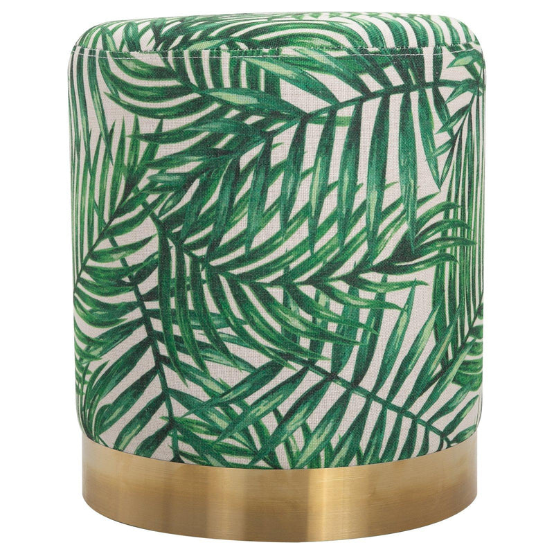 Pouf Poggiapiedi Ø36x42 cm in Velluto  Fantasia Jungle e Oro