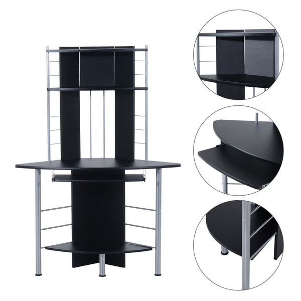 prezzo Scrivania da Ufficio ad Angolo Porta PC in MDF e Ferro 113x65x158 cm  Nera