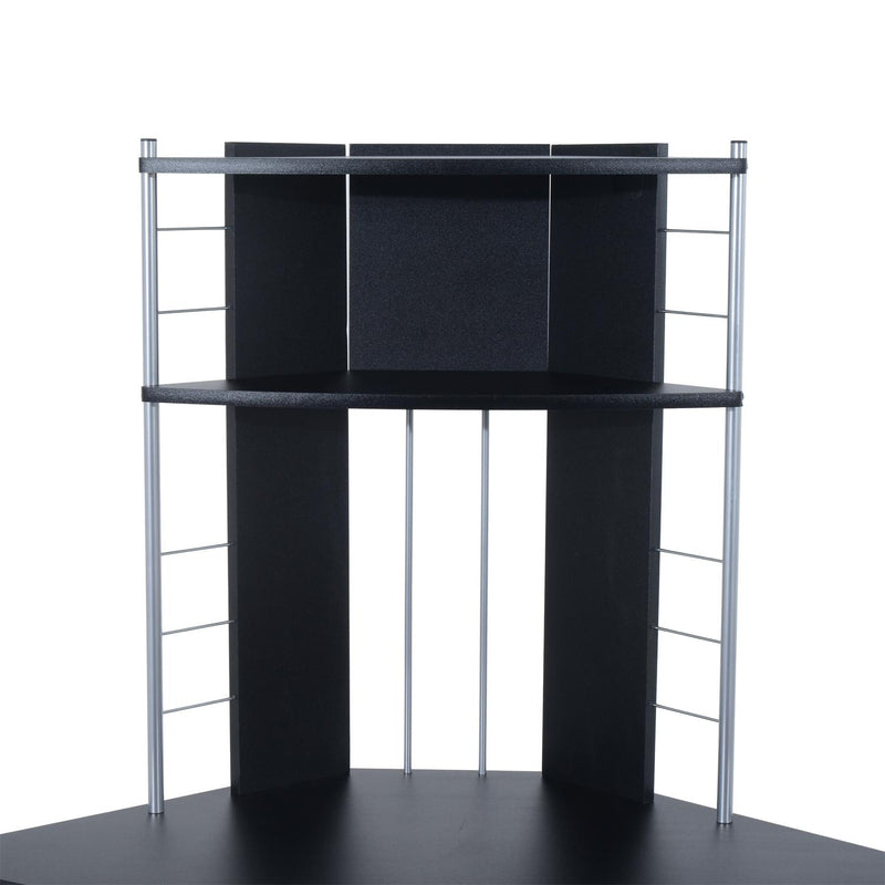 Scrivania da Ufficio ad Angolo Porta PC in MDF e Ferro 113x65x158 cm  Nera