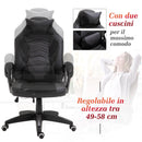 Sedia da Gaming Ergonomica Massaggiante Riscaldante in Similpelle  Nera