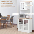 Credenza Moderna con 2 Vetrinette 80x37x183 cm in MDF  Bianco