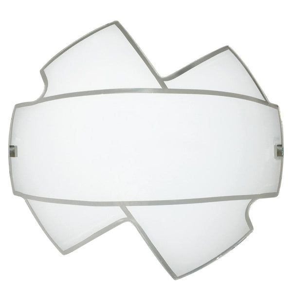 sconto Plafoniera 2xE27 Montatura Bianca Vetro Lastra Serigrafato Bianco E-Energy Nives