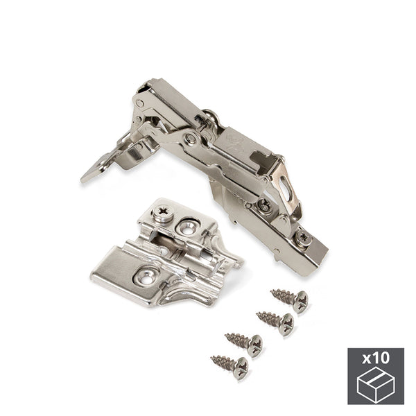 prezzo Cerniera a Scodellino 35 mm Mezzo Collo Chiusura Ammortizzata 165º con Basetta 10 Pezzi Emuca