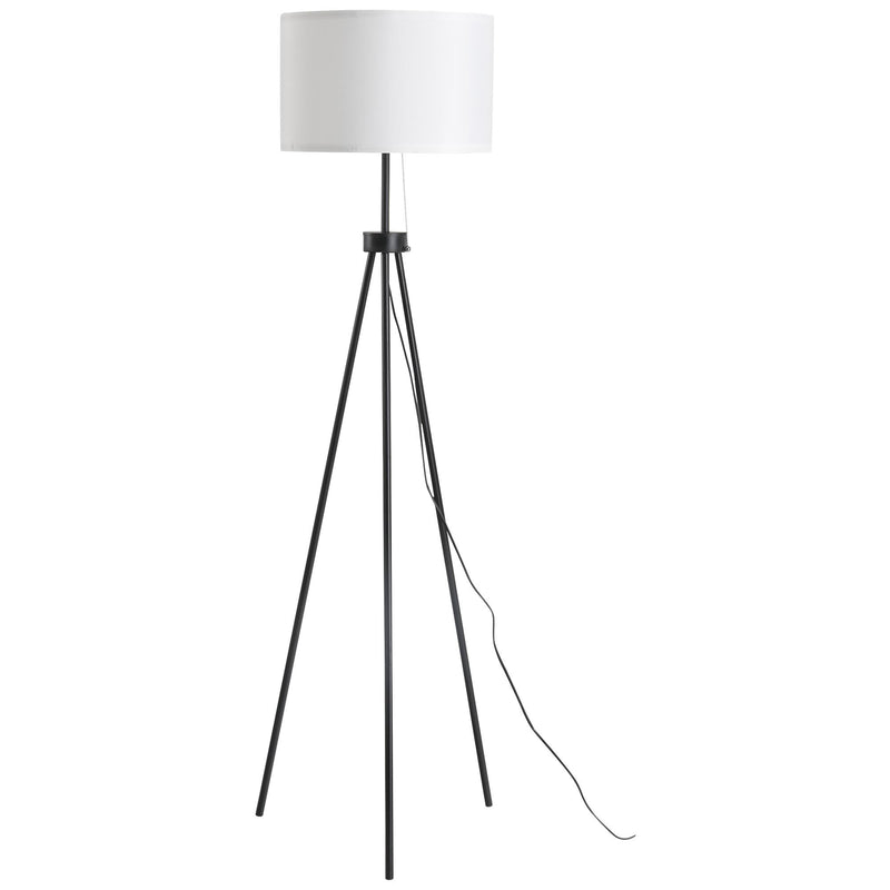 Lampada da Terra Tripode in Metallo con Paralume H152 cm E27  Nero e Bianco
