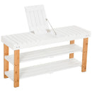 Panca Scarpiera 2 Ripiani in Legno e MDF 90x29x45 cm  Bianca
