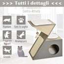 Casetta per Gatti con Tiragraffi in MDF 60x37x65 cm  Grigia
