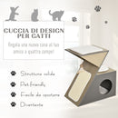 Casetta per Gatti con Tiragraffi in MDF 60x37x65 cm  Grigia