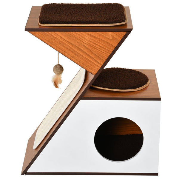 Casetta per Gatti con Tiragraffi in MDF 60x37x65 cm  Bianca acquista