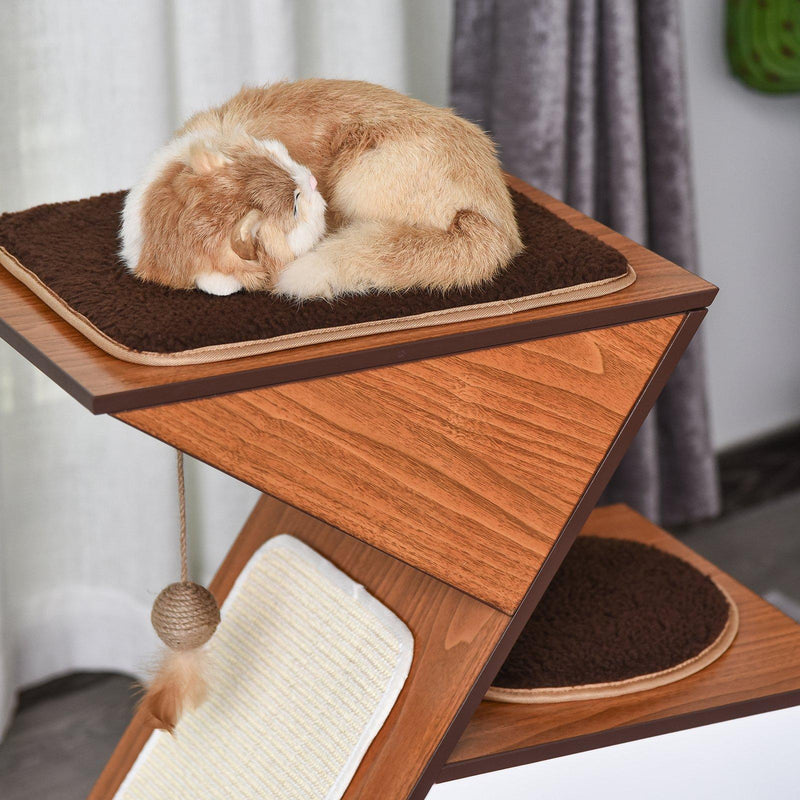 Casetta per Gatti con Tiragraffi in MDF 60x37x65 cm  Bianca