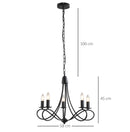 Lampada da Soffitto 200W E14 in Acciaio Intrecciato   Nero