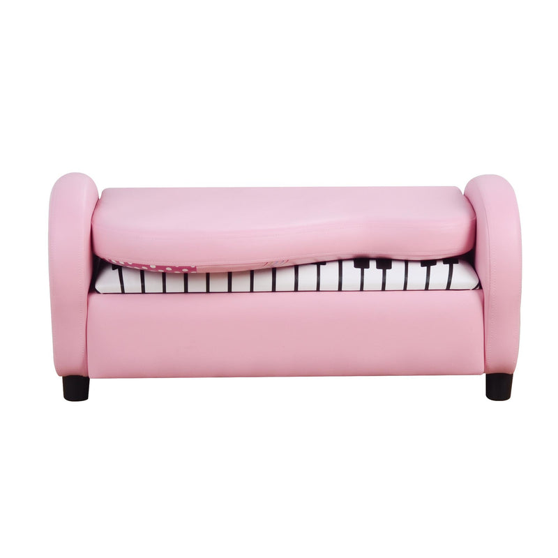 Divano Sofa per Bambini 2 Posti Fantasia Musicale 75x38x50 cm  Rosa