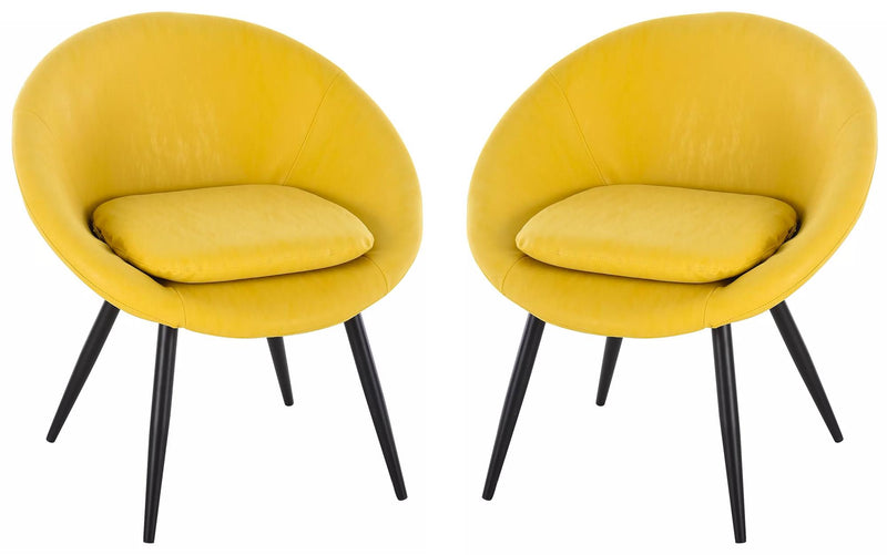 Set 2 Sedie in Metallo e Similpelle  Giallo
