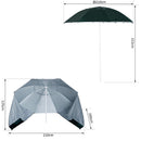 Ombrellone Tenda da Mare Ø2,1 m Palo Ø25 mm in Metallo Verde Scuro