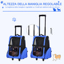 Trolley zaino 2 in 1 per piccoli animali domestici 36x30x49 cm  Blu