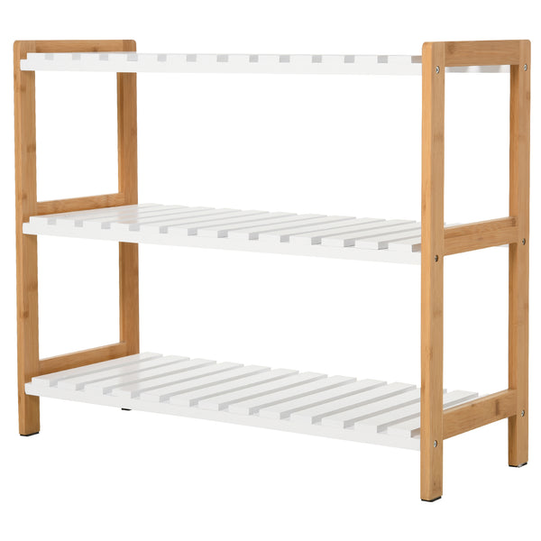 Scarpiera 3 Ripiani in MDF e Legno di Mabù 70x26x57,5 cm  Bianca sconto